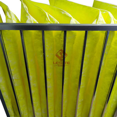 مرشحات تنقية الهواء Melt Blown Synthetic 595mm ، مرشح الكيس F7 باللون الأصفر