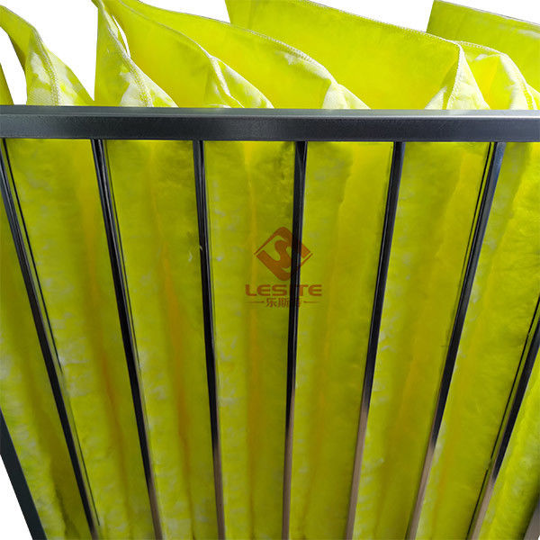مرشحات تنقية الهواء Melt Blown Synthetic 595mm ، مرشح الكيس F7 باللون الأصفر